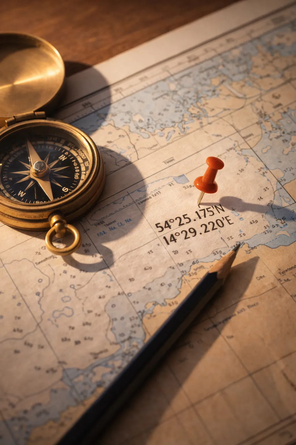 Seekarte mit Koordinaten