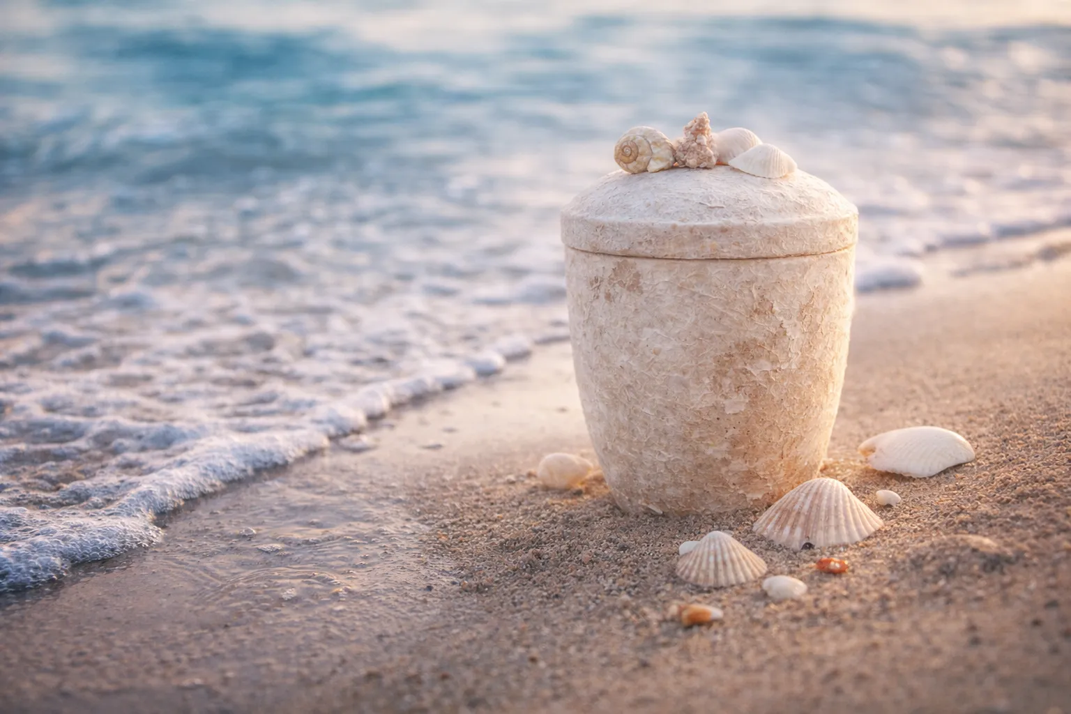 Biologisch abbaubare Seeurne - Umweltfreundliche Bestattung mit natürlichen Materialien